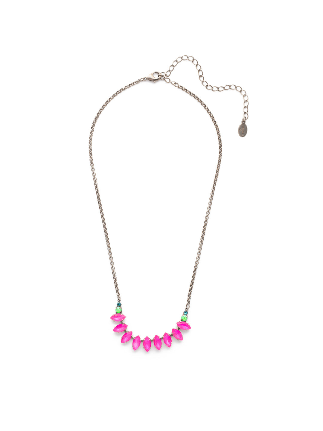 Clarissa Tennis Necklace - NEP4ASWDW - <p>The Clarissa Tennis Necklace puts a row of sparkling navette crystals front and center. Put it on when you want to be there, too. From Sorrelli's Wild Watermelon collection in our Antique Silver-tone finish.</p>