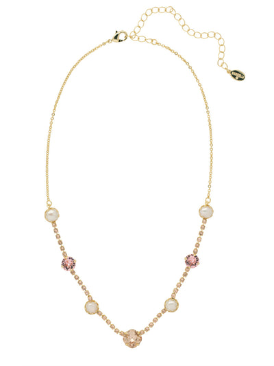 Caterina Tennis Necklace - NES11BGFSK - <p>Our Caterina Tennis Necklace is traditional style plus something extra with links of sparkling crystals bringing together bigger, bolder stones and pretty pearls. From Sorrelli's First Kiss collection in our Bright Gold-tone finish.</p>