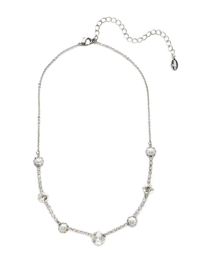 Caterina Tennis Necklace - NES11PDCRY - <p>Our Caterina Tennis Necklace is traditional style plus something extra with links of sparkling crystals bringing together bigger, bolder stones and pretty pearls. From Sorrelli's Crystal collection in our Palladium finish.</p>