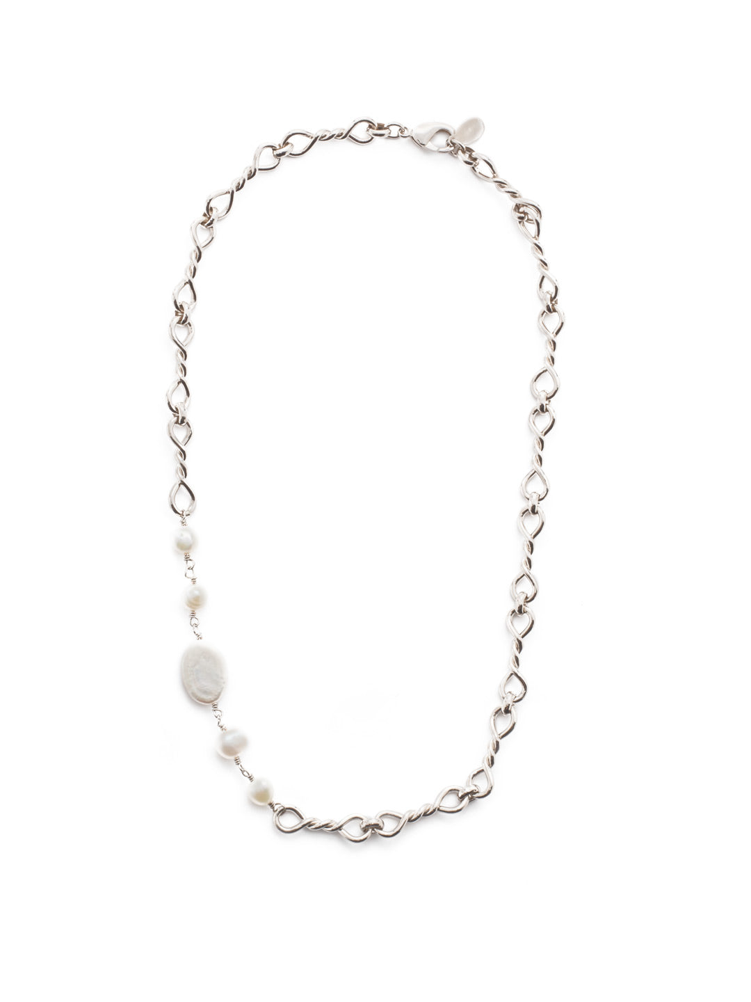 Yvette Tennis Necklace - NES34RHCRY - <p>The Yvette Tennis Necklace is a classic chain with freshwater pearl accents.  Wear it by itself or attach a crystal charm for some sparkle. From Sorrelli's Crystal collection in our Palladium Silver-tone finish.</p>