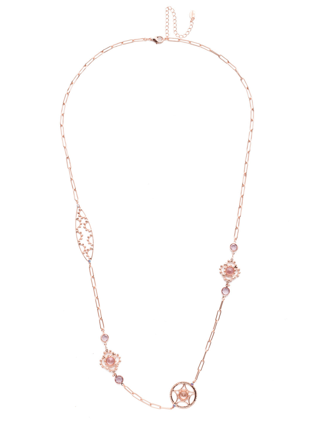 Everly Long Necklace - NES6RGLVP - <p>The Everly Long Necklace is a great layering piece that's unlike any other in your jewelry collection with its unique hand-soldered metalwork and clear, sparkling gems. From Sorrelli's Lavender Peach collection in our Rose Gold-tone finish.</p>