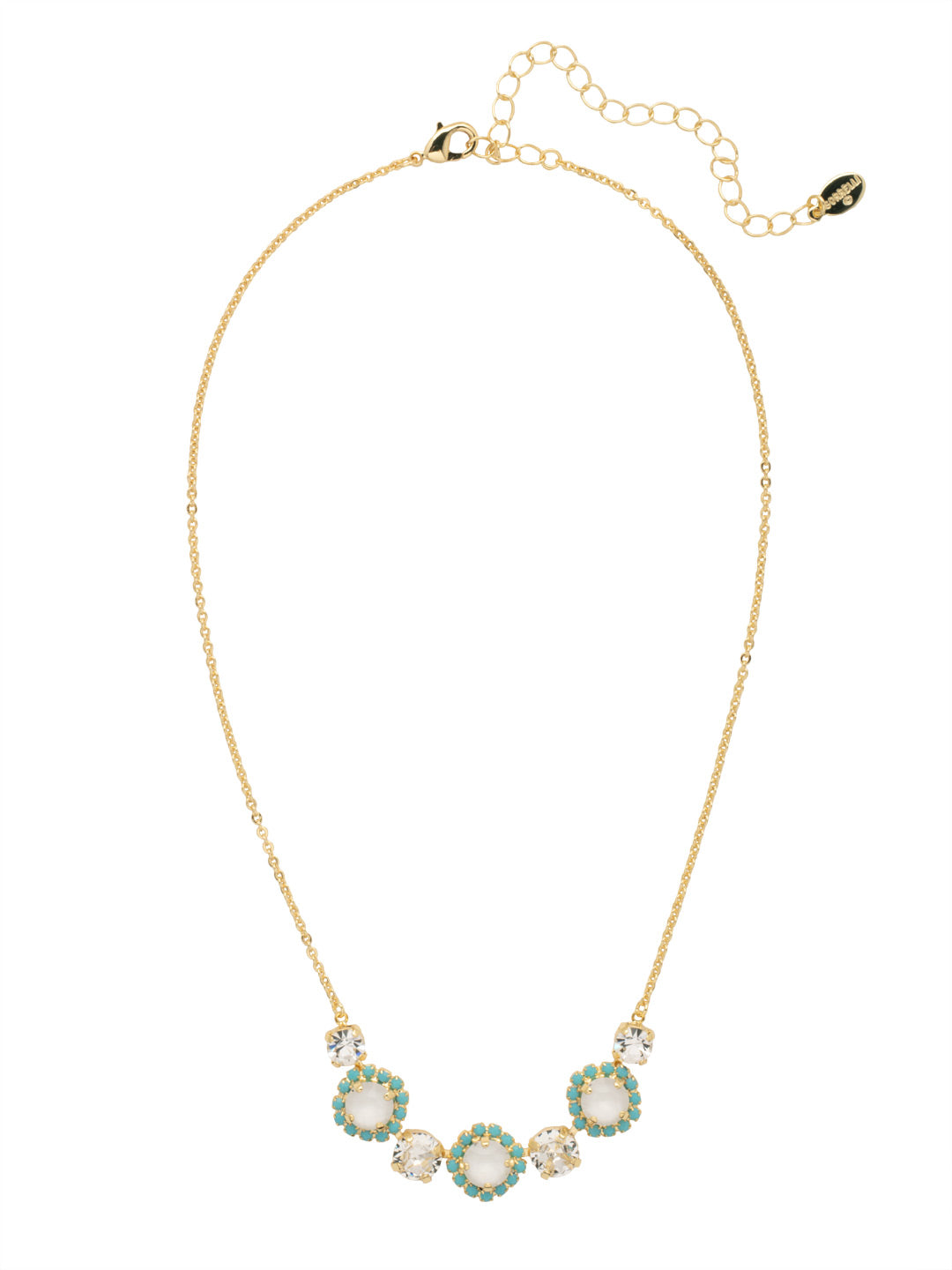 Haute Halo Lined Tennis Necklace - NEY11BGSTO - <p>A row of round crystals sit at the base of a chain, creating the perfect tennis necklace to wear day and night. From Sorrelli's Santorini collection in our Bright Gold-tone finish.</p>