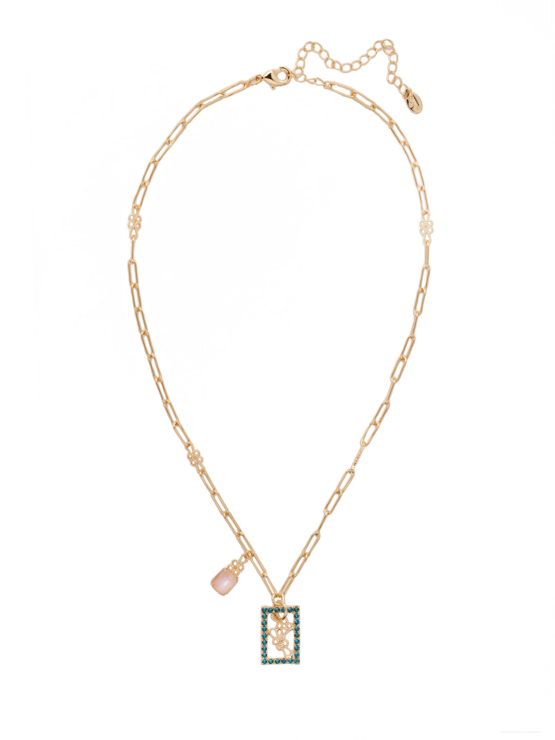 Crystal LV Pendant Necklace