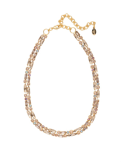 Emory Tennis Necklace - NFC21BGRSU - <p>The Emory Tennis Necklace features two rows of round, baguette, and emerald cut crystals on an adjustable chain, secured by a lobster claw clasp. From Sorrelli's Raw Sugar collection in our Bright Gold-tone finish.</p>