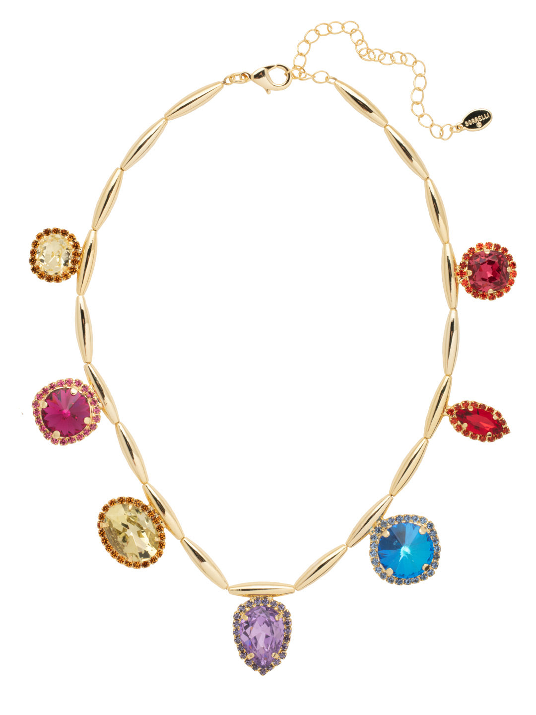 Giselle Statement Necklace - NFC80BGPRI - <p>The Giselle Statement Necklace features a row of assorted halo cut crystals on a tubular style chain, secured with a lobster claw clasp on an adjustable chain. From Sorrelli's Prism collection in our Bright Gold-tone finish.</p>