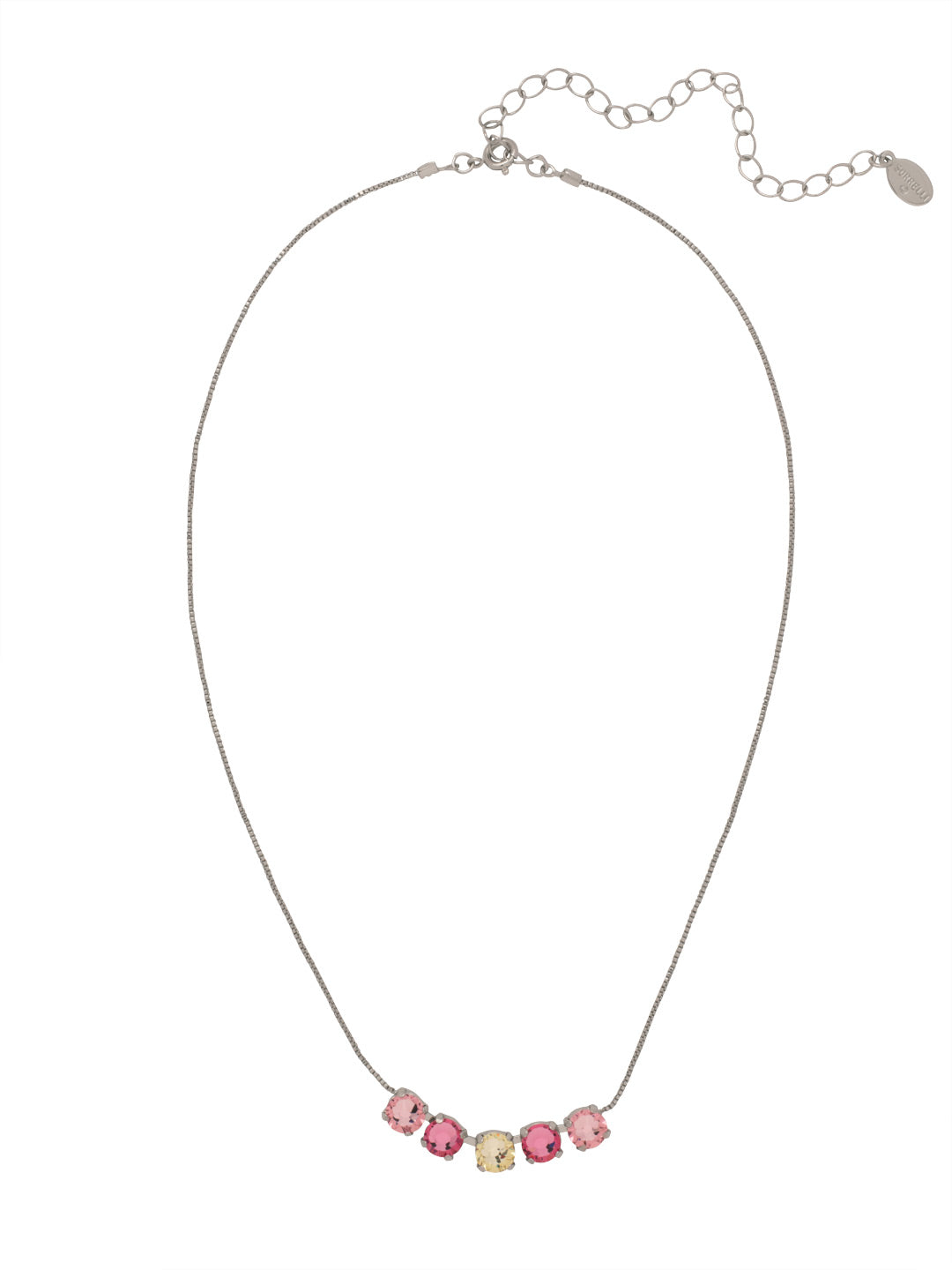 Shaughna Tennis Necklace - NFC84PDPPN - <p>The Shaughna Tennis Necklace features five crystals on a delicate adjustable chain. From Sorrelli's Pink Pineapple collection in our Palladium finish.</p>