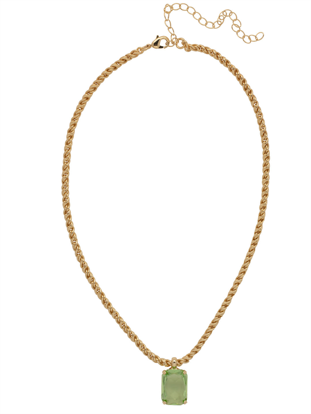 Kathleen Pendant Necklace - NFF8BGSGR - <p>The Kathleen Pendant Necklace features a trendy emerald cut candy gem on an adjustable rope chain, secured by a lobster claw clasp. From Sorrelli's Sage Green collection in our Bright Gold-tone finish.</p>