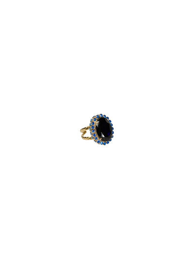 Glamorous Oval-Cut Cocktail Ring - RBT68BGLAP - <p>A jewelry collection must! This glamorous ring features a bold oval cut center crystal surrounded by crystal accents that sits on a braided band to create an antique classic. Ring size: 7 (US) From Sorrelli's Lapis collection in our Bright Gold-tone finish.</p>