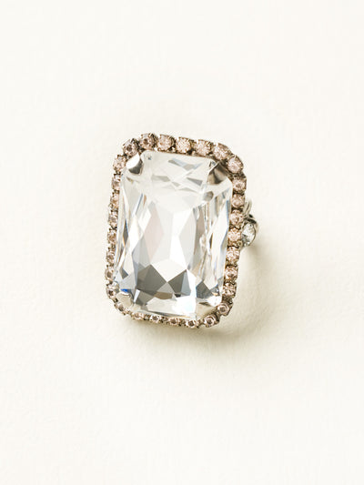 Luxurious Emerald-Cut Cocktail Ring - RBT69ASCCL - <p>Big, bold glamour! The large emerald cut crystal of this cocktail ring will leave all eyes on you! Ring size: 7 (US) From Sorrelli's Crystal Clear collection in our Antique Silver-tone finish.</p>