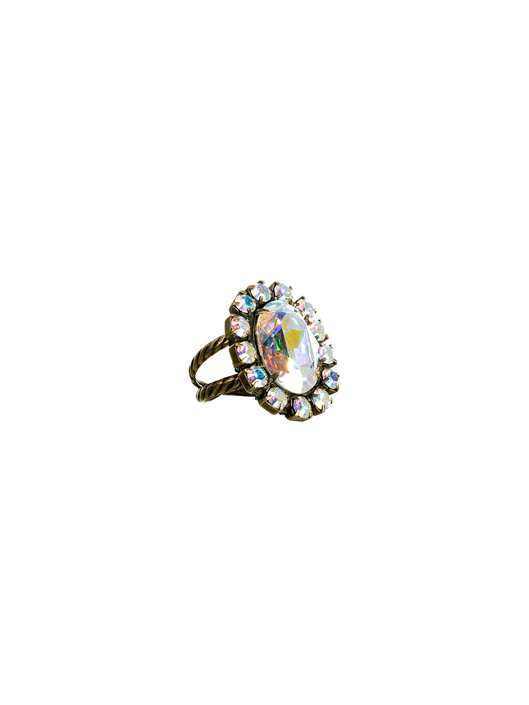 Studded Crystal Oval Cocktail Ring - RBT72AGSMI