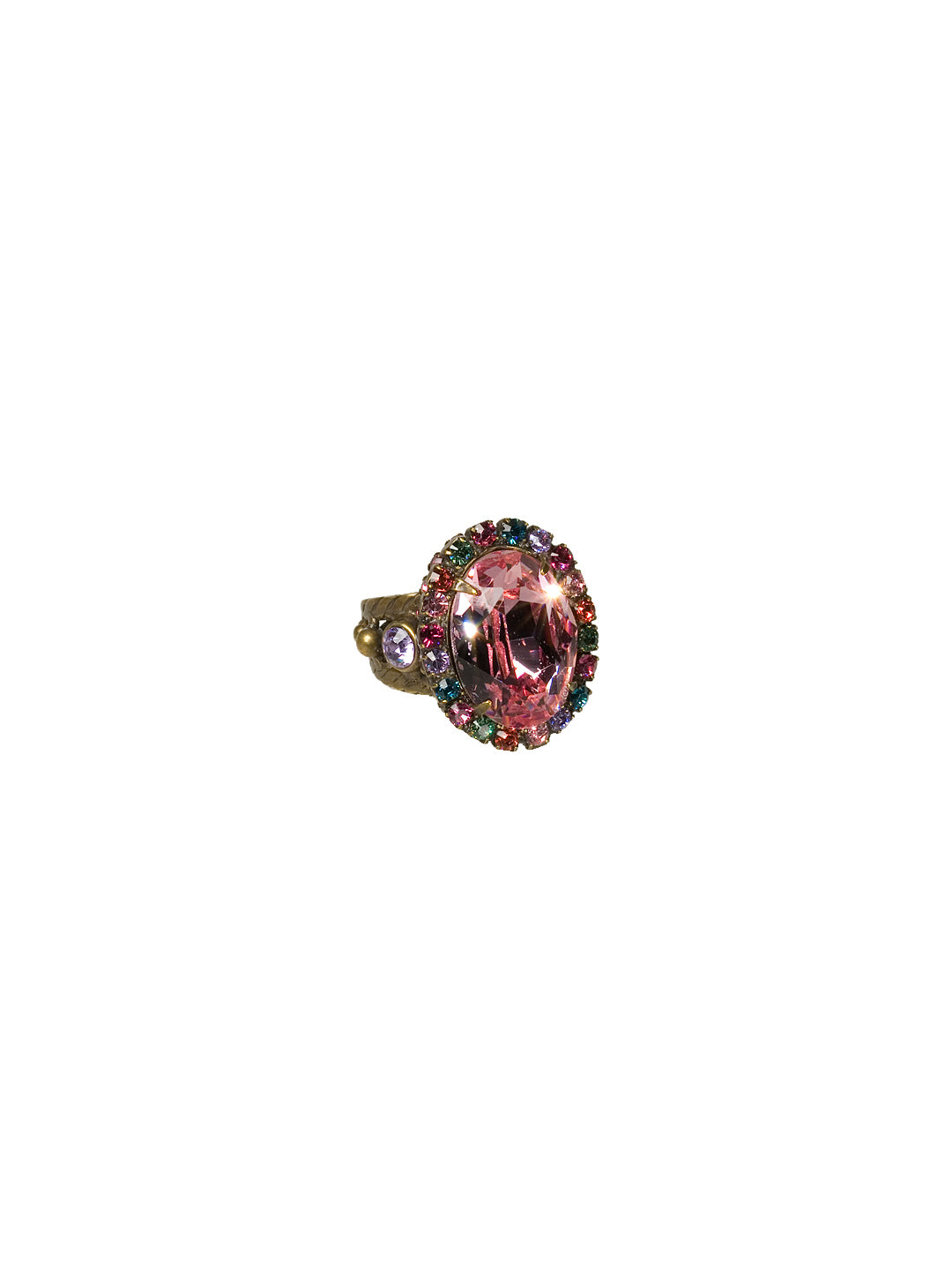 Oval Crystal Cocktail Ring - RBT77AGLP - <p>A bold gorgeous round crystal cocktail ring will have all eyes on you! Ring size: 7 (US) From Sorrelli's Lollipop collection in our Antique Gold-tone finish.</p>