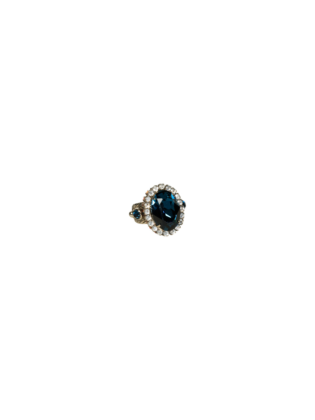 Oval Crystal Cocktail Ring - RBT77ASBTB - <p>A bold gorgeous round crystal cocktail ring will have all eyes on you! Ring size: 7 (US) From Sorrelli's Battle Blue collection in our Antique Silver-tone finish.</p>