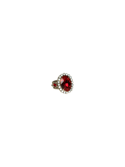 Oval Crystal Cocktail Ring - RBT77ASCP - <p>A bold gorgeous round crystal cocktail ring will have all eyes on you! Ring size: 7 (US) From Sorrelli's Crimson Pride collection in our Antique Silver-tone finish.</p>