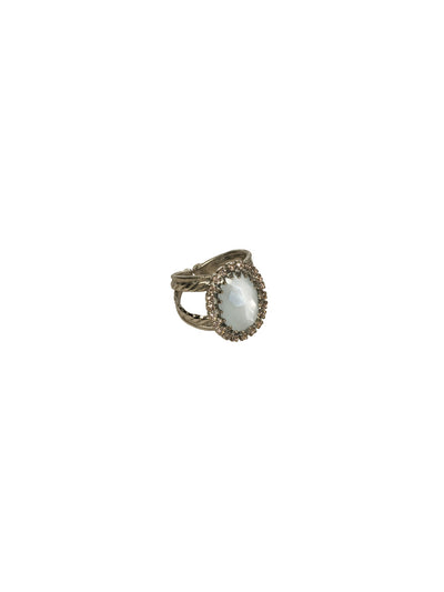 Stunning Oval-Cut Double Band Cocktail Ring - RCF49ASSNB - <p>Ring size: 7 (US) From Sorrelli's Snow Bunny collection in our Antique Silver-tone finish.</p>