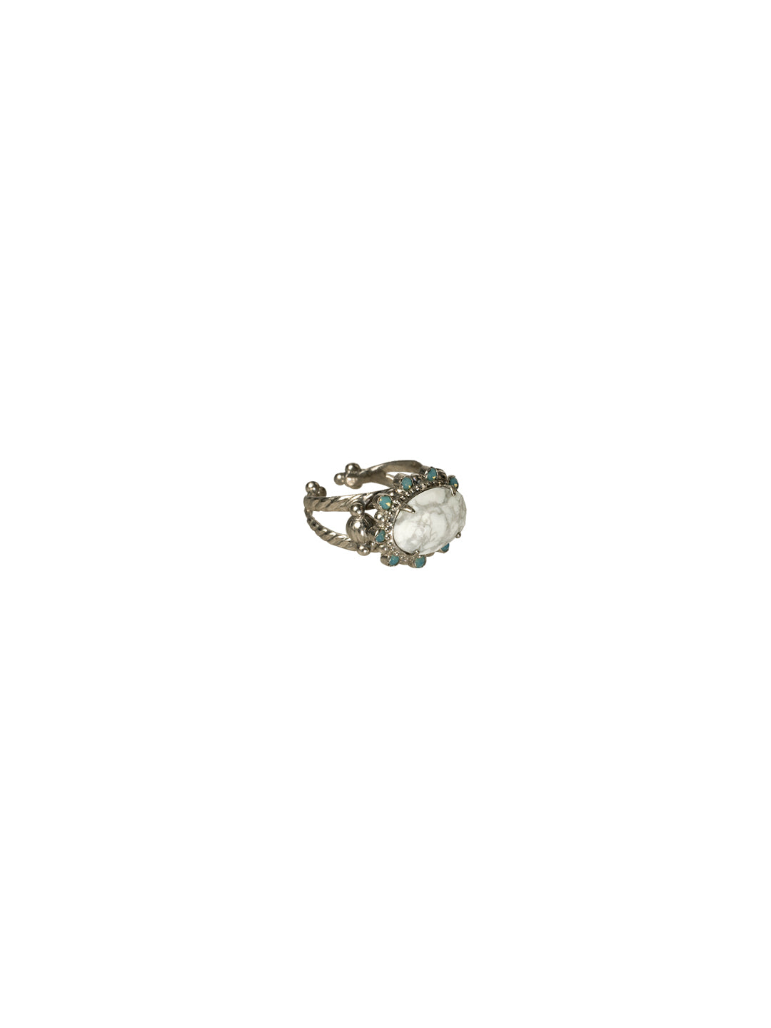 Crystal Ellipse Cocktail Ring - RCK14ASAES - <p>Total eclipse of our hearts! This breathtaking ring features an oval center stone surrounded by smaller crystals, creating out of this world sparkle. Ring size: 7 (US) From Sorrelli's Aegean Sea collection in our Antique Silver-tone finish.</p>