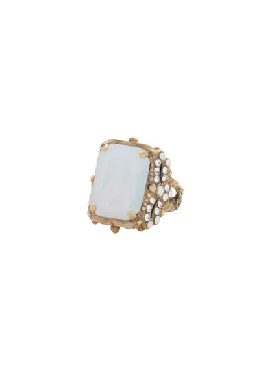 Snowflake Cocktail Ring - RCK2AGPLU - <p>All around glitz and glam! This ornate cocktail ring gleams at every angle. With its elegant cushion-cut octagon crystal, you're sure to attract the eyes of many. Ring size: 7 (US) From Sorrelli's Pearl Luster collection in our Antique Gold-tone finish.</p>