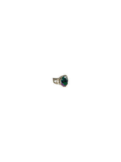 Petite Crystal Oval Cocktail Ring - RCK43ASEMC - <p>Dazzling crystal and ball-chain detailing. Ring size: 7 (US) From Sorrelli's Emerald City collection in our Antique Silver-tone finish.</p>