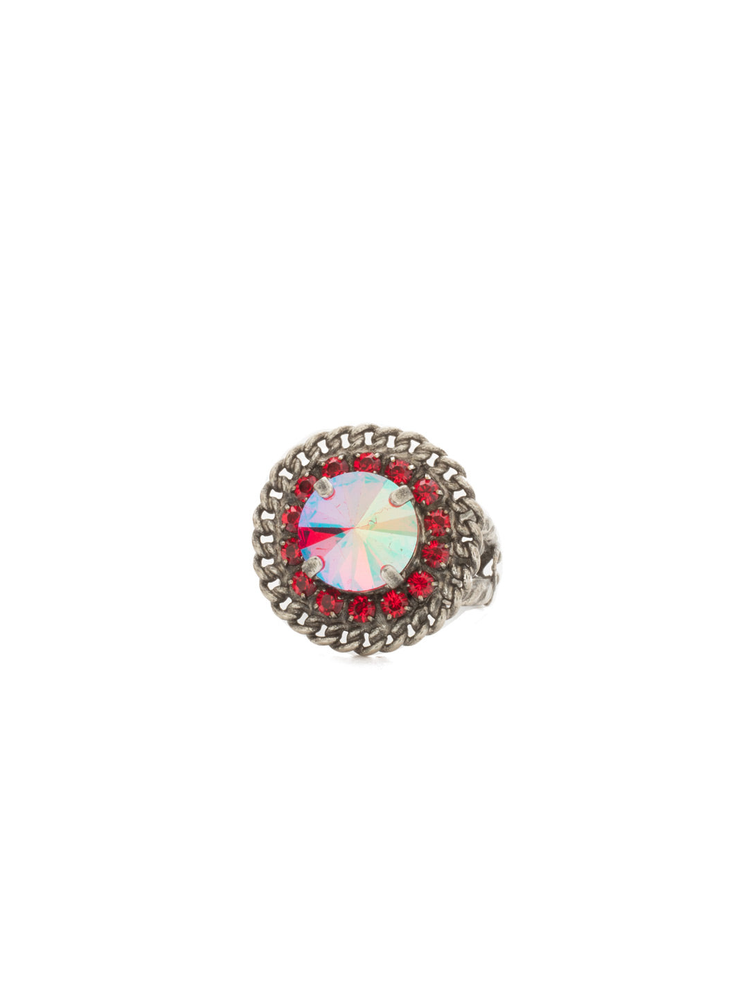 Dazzling Digit Cocktail Ring - RCN1ASRRU - <p>This ring is a tribute to timeless beauty. Crystal embedded in a vintage-inspired setting with a touch of rhinestone will become an instant classic. Ring size: 7 (US) From Sorrelli's Red Ruby collection in our Antique Silver-tone finish.</p>