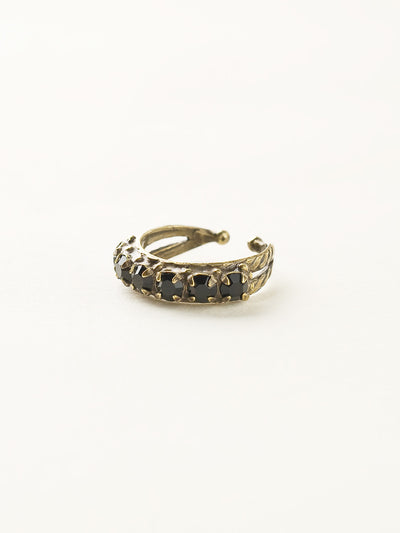 Slim Crystal Cocktail Ring - RCR111AGBF - <p>Small round stones align in a slim ring that is perfect for stacking and layering with others! Wear one or wear some, you can never have too much sparkle! Ring size: 7 (US) From Sorrelli's Black Fringe collection in our Antique Gold-tone finish.</p>