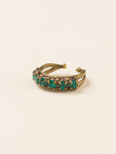 Slim Crystal Cocktail Ring - RCR111AGWFN - <p>Small round stones align in a slim ring that is perfect for stacking and layering with others! Wear one or wear some, you can never have too much sparkle! Ring size: 7 (US) From Sorrelli's Wild Fern collection in our Antique Gold-tone finish.</p>