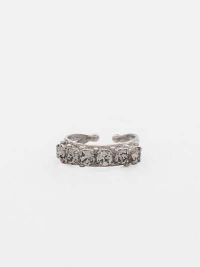 Slim Crystal Cocktail Ring - RCR111ASCRO - <p>Small round stones align in a slim ring that is perfect for stacking and layering with others! Wear one or wear some, you can never have too much sparkle! Ring size: 7 (US) From Sorrelli's Crystal Rock collection in our Antique Silver-tone finish.</p>