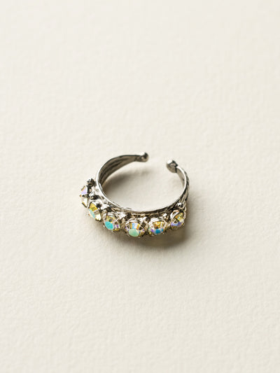 Slim Crystal Cocktail Ring - RCR111ASLZ - <p>Small round stones align in a slim ring that is perfect for stacking and layering with others! Wear one or wear some, you can never have too much sparkle! Ring size: 7 (US) From Sorrelli's Lemon Zest collection in our Antique Silver-tone finish.</p>