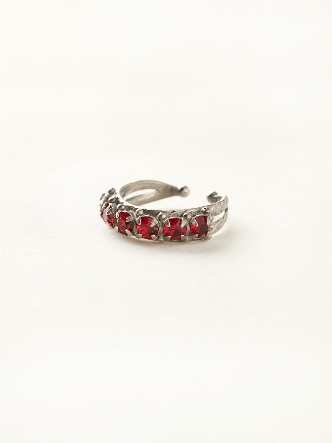 Slim Crystal Cocktail Ring - RCR111ASPR - <p>Small round stones align in a slim ring that is perfect for stacking and layering with others! Wear one or wear some, you can never have too much sparkle! Ring size: 7 (US) From Sorrelli's Pink Ruby collection in our Antique Silver-tone finish.</p>