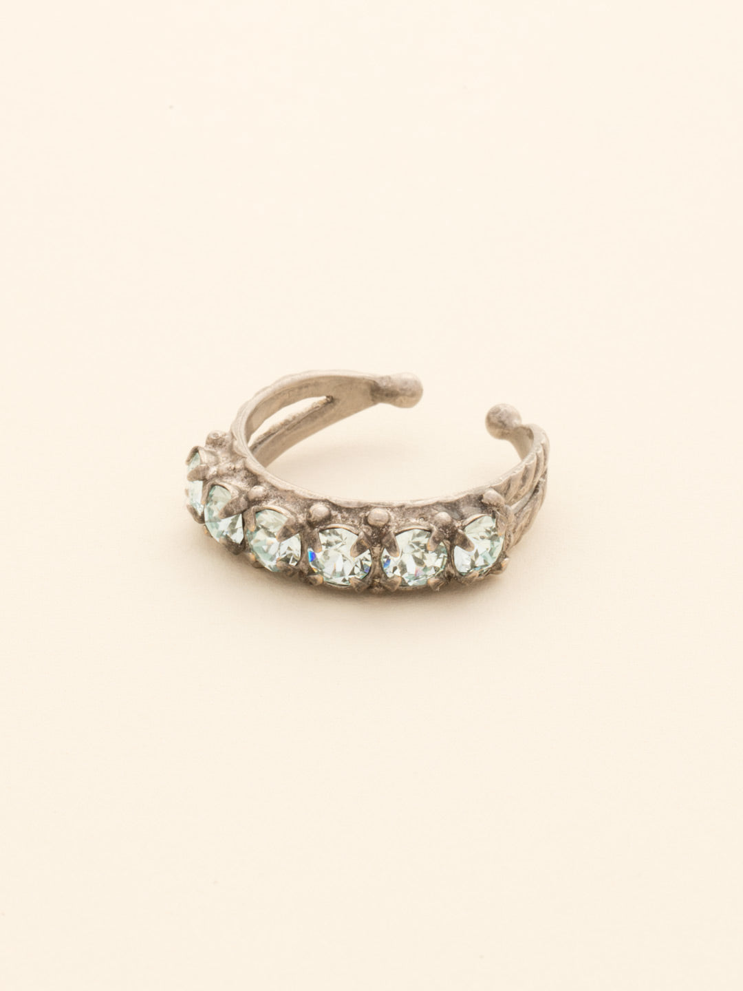 Slim Crystal Cocktail Ring - RCR111ASRW - <p>Small round stones align in a slim ring that is perfect for stacking and layering with others! Wear one or wear some, you can never have too much sparkle! Ring size: 7 (US) From Sorrelli's Running Water collection in our Antique Silver-tone finish.</p>