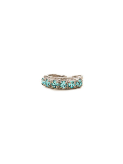 Slim Crystal Cocktail Ring - RCR111ASTT - <p>Small round stones align in a slim ring that is perfect for stacking and layering with others! Wear one or wear some, you can never have too much sparkle! Ring size: 7 (US) From Sorrelli's Teal Textile collection in our Antique Silver-tone finish.</p>