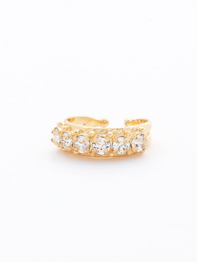 Slim Crystal Cocktail Ring - RCR111BGCRY - <p>Small round stones align in a slim ring that is perfect for stacking and layering with others! Wear one or wear some, you can never have too much sparkle! Ring size: 7 (US) From Sorrelli's Crystal collection in our Bright Gold-tone finish.</p>