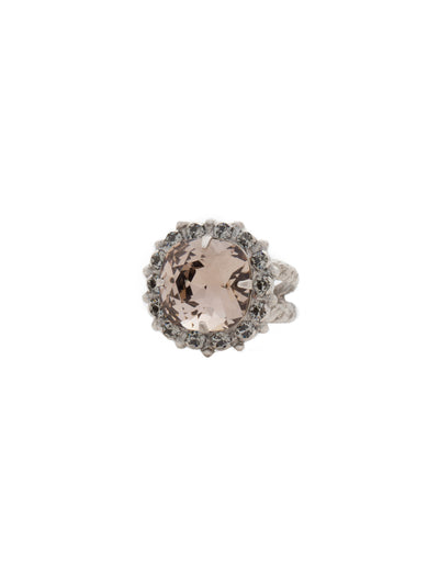 Cushion-Cut Cocktail Ring - RCR112ASGV - <p>Simply elegant! This classic ring features a central faceted cushion-cut crystal encircled by a row of small round gemstones. Ring size: 7 (US) From Sorrelli's Gold Vermeil collection in our Antique Silver-tone finish.</p>