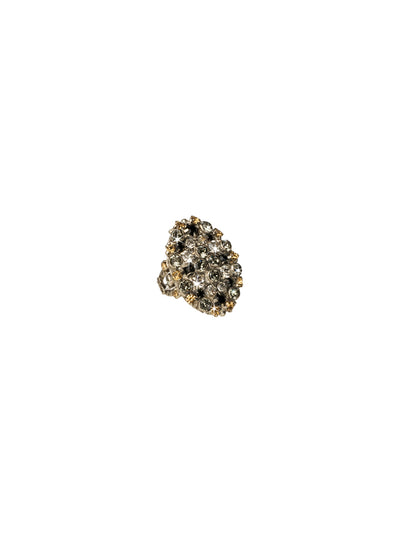 Intricate Crystal Cluster Cocktail Ring - RCR21ASEM - <p>A cluster of crystals on an oversized oval ring is just the touch of fun you need for a night out! Ring size: 7 (US) From Sorrelli's Evening Moon collection in our Antique Silver-tone finish.</p>