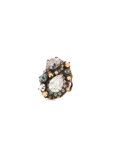 Bold Crystal Paisley Cluster Cocktail Ring - RCR3AGAFG - <p>With a unique assortment of bold crystal, this ring is ablaze with originality. Ring size: 7 (US) From Sorrelli's Afterglow collection in our Antique Gold-tone finish.</p>