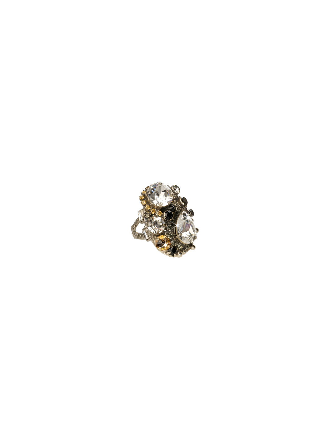 Bold Crystal Paisley Cluster Cocktail Ring - RCR3ASEM - <p>With a unique assortment of bold crystal, this ring is ablaze with originality. Ring size: 7 (US) From Sorrelli's Evening Moon collection in our Antique Silver-tone finish.</p>