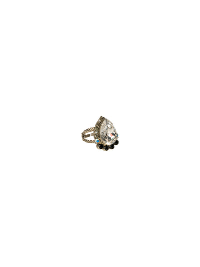 Petite Pear Cocktail Ring - RCR8ASEM - <p>A clean assortment of superior shine will have you obsessing over this solitaire ring. Ring size: 7 (US) From Sorrelli's Evening Moon collection in our Antique Silver-tone finish.</p>