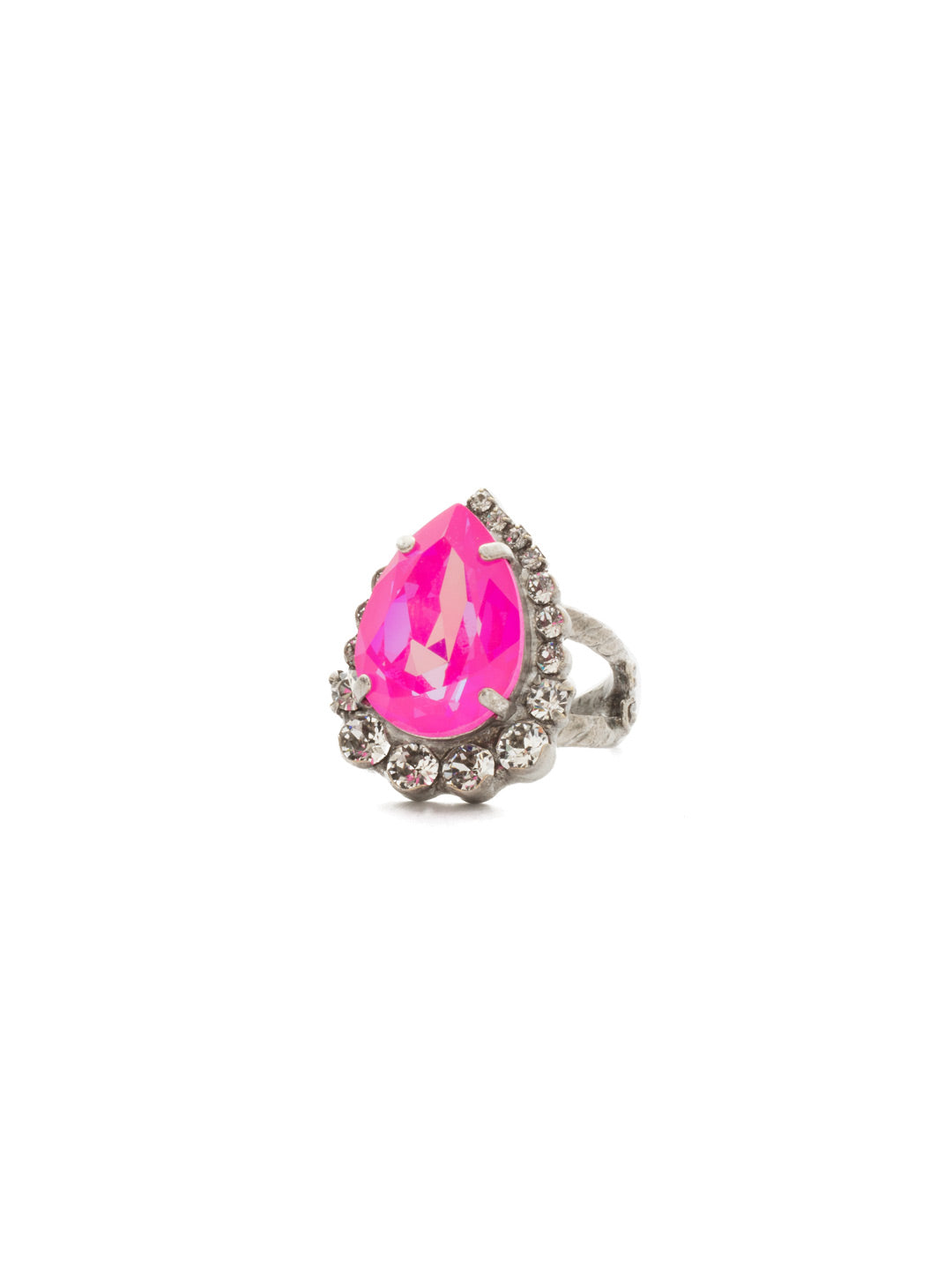 Petite Pear Cocktail Ring - RCR8ASPMU - <p>A clean assortment of superior shine will have you obsessing over this solitaire ring. Ring size: 7 (US) From Sorrelli's Pink Mutiny collection in our Antique Silver-tone finish.</p>