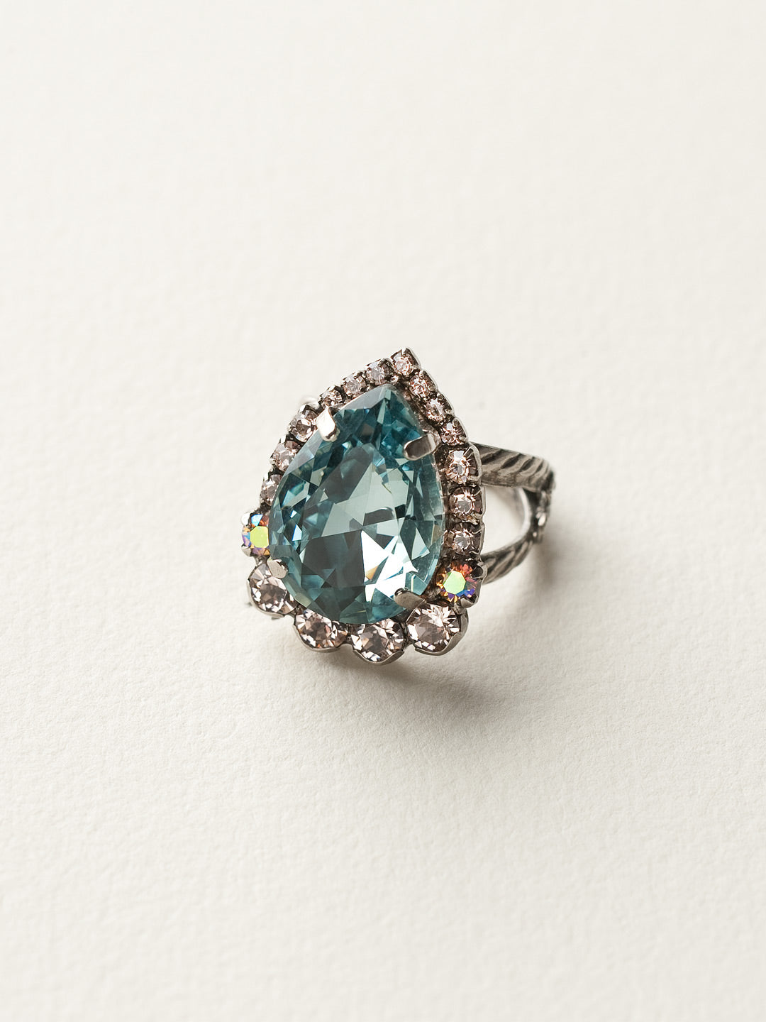 Petite Pear Cocktail Ring - RCR8ASSKY - <p>A clean assortment of superior shine will have you obsessing over this solitaire ring. Ring size: 7 (US) From Sorrelli's Sky Blue Peach collection in our Antique Silver-tone finish.</p>