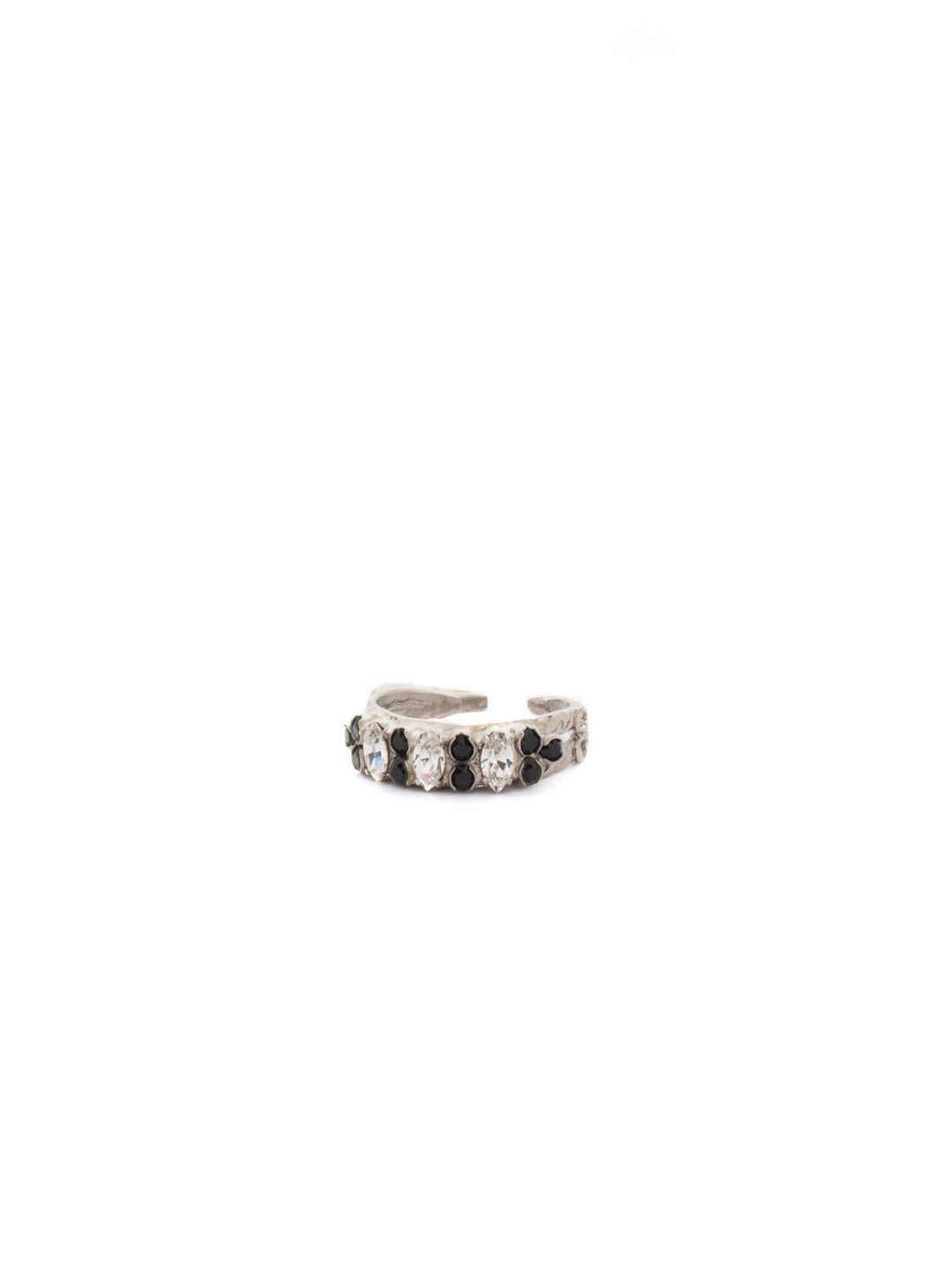 Petite Stackable Navette Crystal Cocktail Ring - RCT30ASMMO - <p>Alternating navette and round crystals give this petite stackable big sparkle! Ring size: 7 (US) From Sorrelli's Midnight Moon collection in our Antique Silver-tone finish.</p>