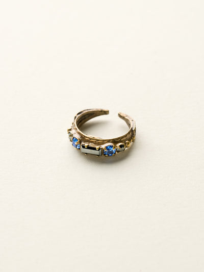 Petite Stackable Baguette Crystal Cocktail Ring - RCT3AGDBL - <p>A baguette crystal is the center piece of this petite stackable ring. Wear this ring alone for a touch of sparkle, or pair it with our other petite stackables to a create a modern, stacked look. Ring size: 7 (US) From Sorrelli's Dress Blues collection in our Antique Gold-tone finish.</p>