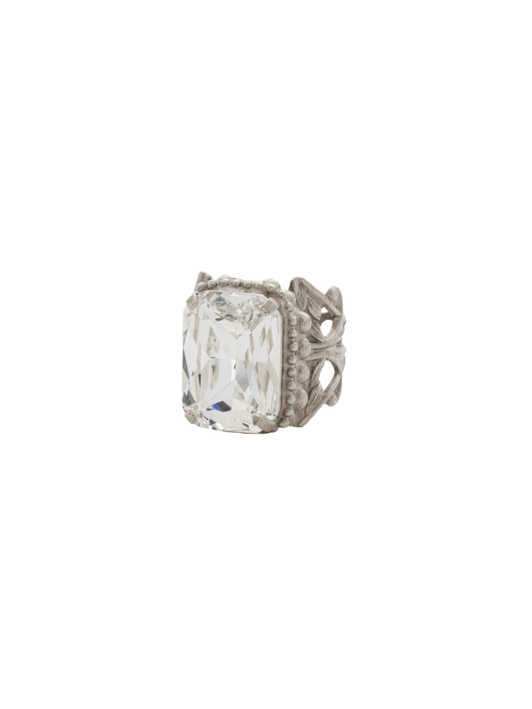 Brynn Cocktail Ring - RDG32ASWBR - <p>A large emerald cut crystal set in a wide band provides a modern take on a classic style. From Sorrelli's White Bridal collection in our Antique Silver-tone finish.</p>