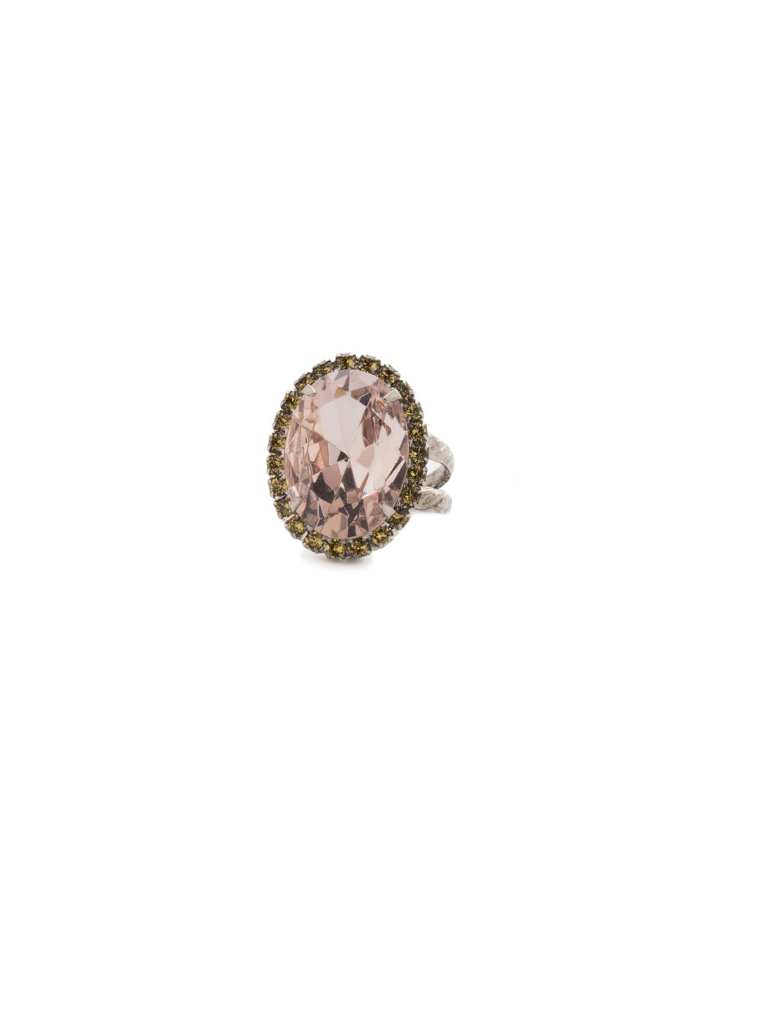 Classic Oval Cut Cocktail Ring - RDG70ASAG - <p>A jewelry collection must! This glamorous ring features a bold oval cut center crystal surrounded by crystal accents that sits on a braided band. An antique-inspired classic. Ring size: 7 (US) From Sorrelli's Army Girl collection in our Antique Silver-tone finish.</p>