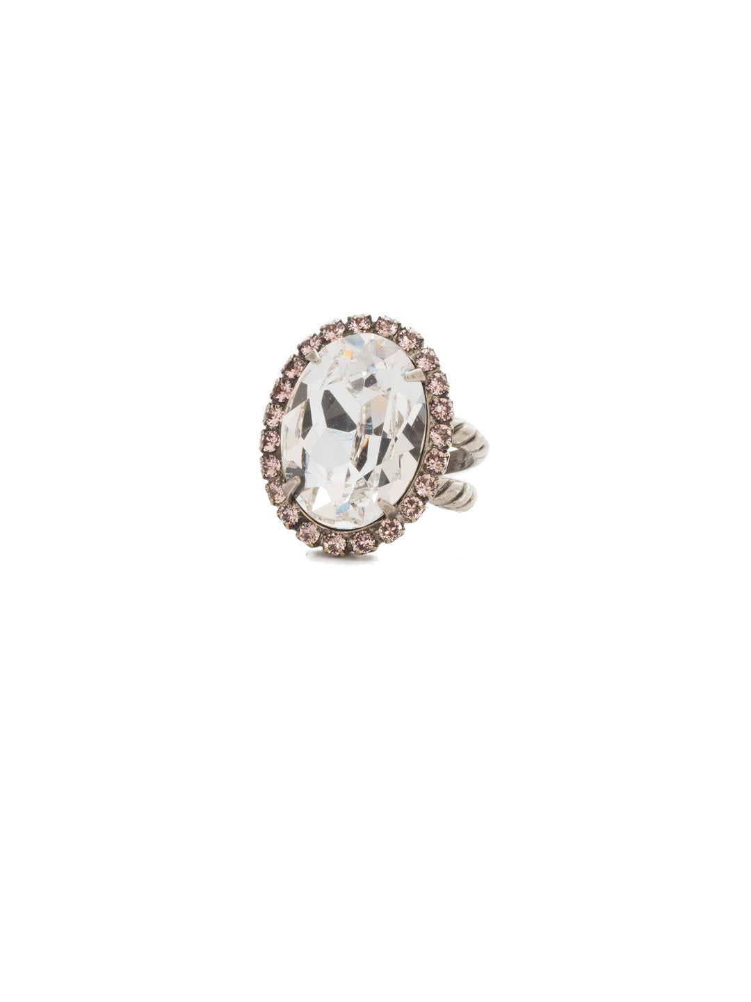 Classic Oval Cut Cocktail Ring - RDG70ASCRR - <p>A jewelry collection must! This glamorous ring features a bold oval cut center crystal surrounded by crystal accents that sits on a braided band. An antique-inspired classic. Ring size: 7 (US) From Sorrelli's Crystal Rose collection in our Antique Silver-tone finish.</p>