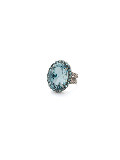 Classic Oval Cut Cocktail Ring - RDG70ASPEB - <p>A jewelry collection must! This glamorous ring features a bold oval cut center crystal surrounded by crystal accents that sits on a braided band. An antique-inspired classic. Ring size: 7 (US) From Sorrelli's Pebble Blue collection in our Antique Silver-tone finish.</p>