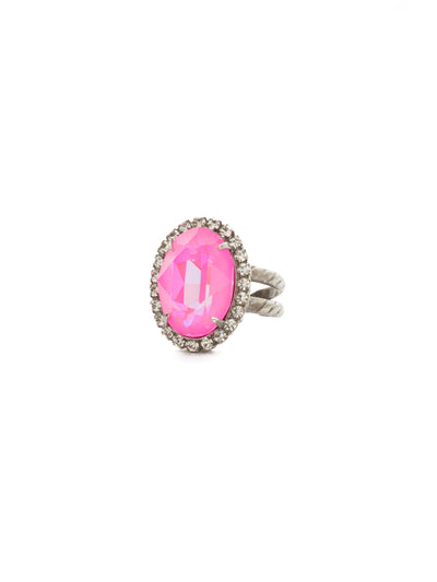 Classic Oval Cut Cocktail Ring - RDG70ASPMU - <p>A jewelry collection must! This glamorous ring features a bold oval cut center crystal surrounded by crystal accents that sits on a braided band. An antique-inspired classic. Ring size: 7 (US) From Sorrelli's Pink Mutiny collection in our Antique Silver-tone finish.</p>