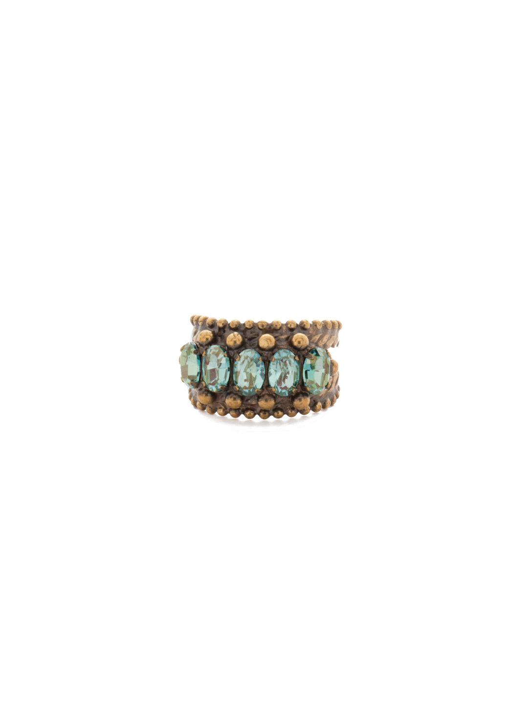 Crown Jewel Cocktail Ring - RDH2AGPOP - <p>Our Crown Jewel Statement Ring has 5 crystals set in beautiful brass detail. Stack this ring with others or wear it alone - either way, it's the perfect accessory! Ring size: 7 (US) From Sorrelli's Gem Pop collection in our Antique Gold-tone finish.</p>