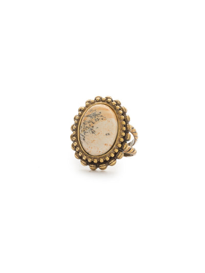 Flora Cocktail Ring - RDQ11AGRS - <p>A semi-precious oval enhanced with decorative metal edging. Ring size: 7 (US) From Sorrelli's Radiant Sunrise collection in our Antique Gold-tone finish.</p>