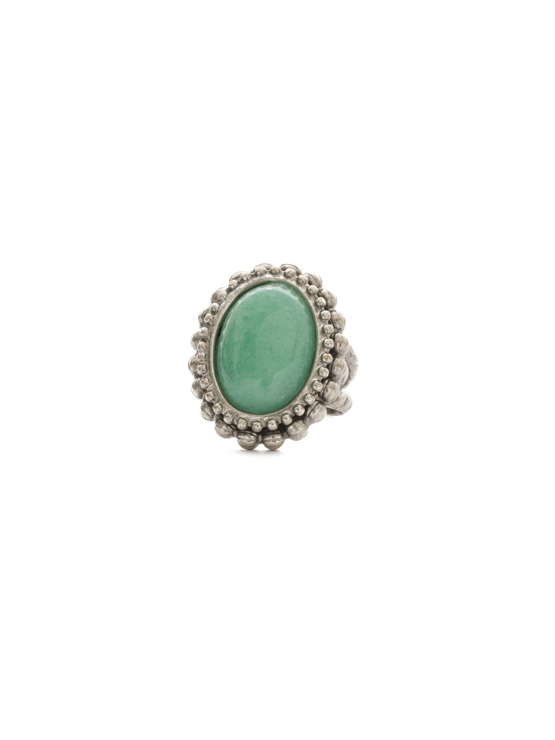 Flora Cocktail Ring - RDQ11ASMLS - <p>A semi-precious oval enhanced with decorative metal edging. Ring size: 7 (US) From Sorrelli's Moonlit Shores collection in our Antique Silver-tone finish.</p>