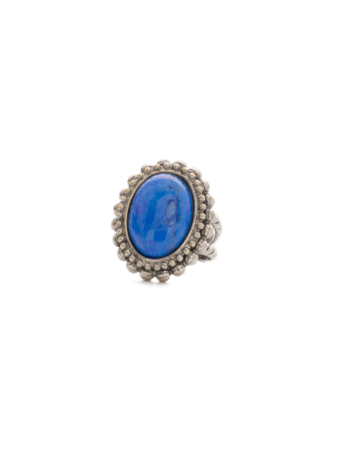 Flora Cocktail Ring - RDQ11ASUM - <p>A semi-precious oval enhanced with decorative metal edging. Ring size: 7 (US) From Sorrelli's Ultramarine collection in our Antique Silver-tone finish.</p>