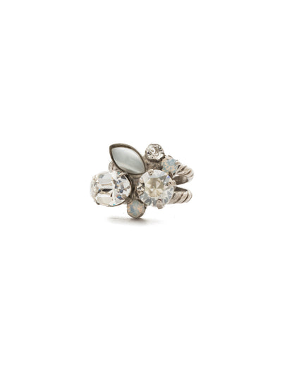 Intermix Cocktail Ring - RDQ48ASCLA - <p>A mix of shapes and sizes; cabochons and crystals. This cluster of gems gives you a wide range of options for layering accessories into your look. Ring size: 7 (US) From Sorrelli's Crystal Lace collection in our Antique Silver-tone finish.</p>