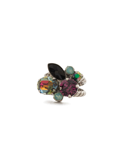 Intermix Cocktail Ring - RDQ48ASNO - <p>A mix of shapes and sizes; cabochons and crystals. This cluster of gems gives you a wide range of options for layering accessories into your look. Ring size: 7 (US) From Sorrelli's Supernova collection in our Antique Silver-tone finish.</p>